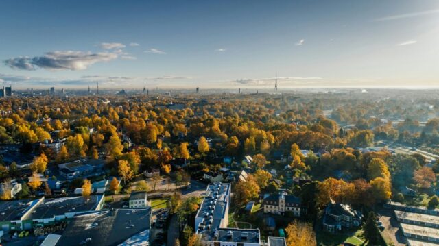 top view of a city 